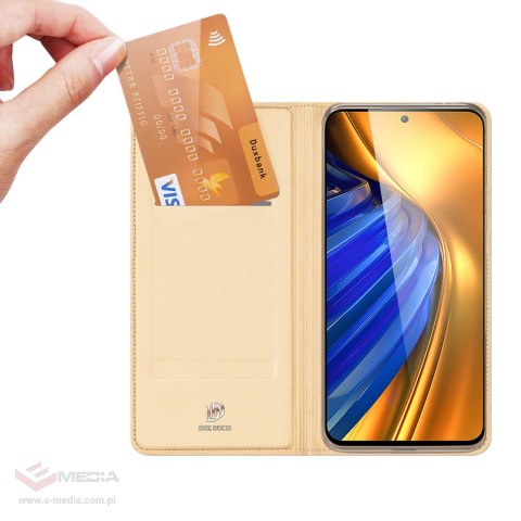 Dux Ducis Skin Pro kabura etui pokrowiec z klapką Xiaomi Poco F4 5G złoty