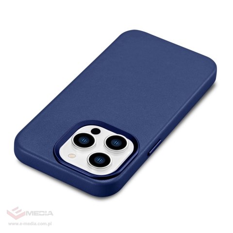 ICarer Case Leather pokrowiec etui z naturalnej skóry do iPhone 14 Pro Max niebieski (WMI14220708-BU) (kompatybilne z MagSafe)