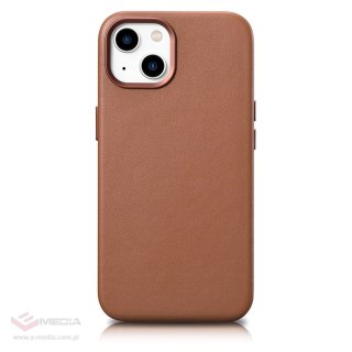 ICarer Case Leather pokrowiec etui z naturalnej skóry do iPhone 14 brązowy (WMI14220705-BN) (kompatybilne z MagSafe)