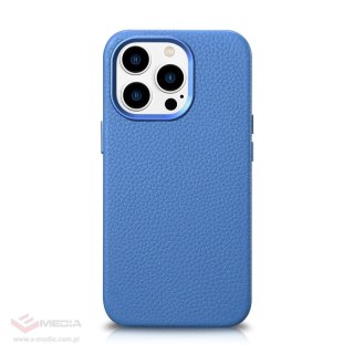 ICarer Litchi Premium Leather Case skórzane etui iPhone 14 Pro Max magnetyczne z MagSafe jasnoniebieski (WMI14220712-LB)