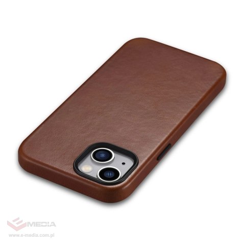 ICarer Oil Wax Premium Leather Case skórzane etui iPhone 14 Plus magnetyczne z MagSafe brązowy (WMI14220703-RB)