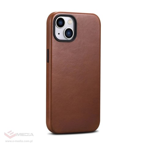 ICarer Oil Wax Premium Leather Case skórzane etui iPhone 14 Plus magnetyczne z MagSafe brązowy (WMI14220703-RB)