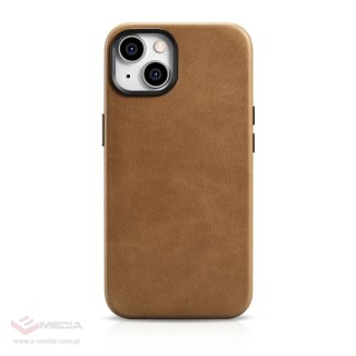 ICarer Oil Wax Premium Leather Case skórzane etui iPhone 14 Plus magnetyczne z MagSafe brązowy (WMI14220703-TN)