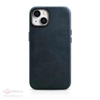 ICarer Oil Wax Premium Leather Case skórzane etui iPhone 14 Plus magnetyczne z MagSafe ciemnoniebieski (WMI14220703-BU)