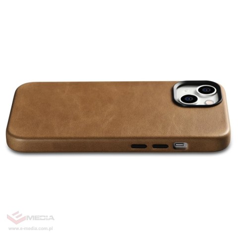 ICarer Oil Wax Premium Leather Case skórzane etui iPhone 14 magnetyczne z MagSafe brązowy (WMI14220701-TN)