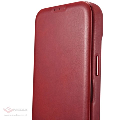 ICarer CE Oil Wax Premium Leather Folio Case skórzane etui iPhone 14 Plus z klapką magnetyczne MagSafe czerwony (AKI14220707-RD)