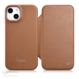 ICarer CE Premium Leather Folio Case skórzane etui iPhone 14 Plus z klapką magnetyczne MagSafe brązowy (WMI14220715-BN)