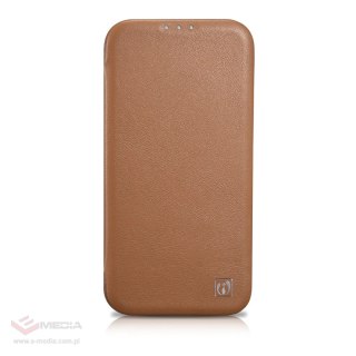 ICarer CE Premium Leather Folio Case skórzane etui iPhone 14 Plus z klapką magnetyczne MagSafe brązowy (WMI14220715-BN)