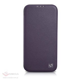 ICarer CE Premium Leather Folio Case skórzane etui iPhone 14 Plus z klapką magnetyczne MagSafe ciemnofioletowy (WMI14220715-DP)