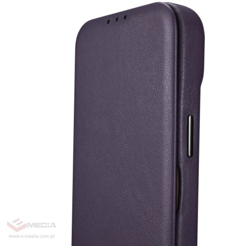 ICarer CE Premium Leather Folio Case skórzane etui iPhone 14 Plus z klapką magnetyczne MagSafe ciemnofioletowy (WMI14220715-DP)