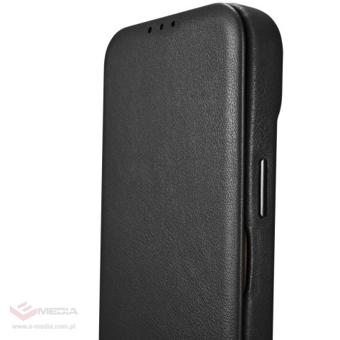 ICarer CE Premium Leather Folio Case skórzane etui iPhone 14 Plus z klapką magnetyczne MagSafe czarny (WMI14220715-BK)