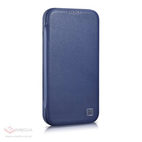 ICarer CE Premium Leather Folio Case skórzane etui iPhone 14 Plus z klapką magnetyczne MagSafe niebieski (WMI14220715-BU)