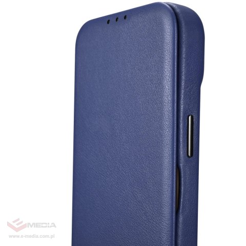 ICarer CE Premium Leather Folio Case skórzane etui iPhone 14 Plus z klapką magnetyczne MagSafe niebieski (WMI14220715-BU)