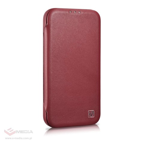 ICarer CE Premium Leather Folio Case skórzane etui iPhone 14 Pro Max z klapką magnetyczne MagSafe czerwony (WMI14220716-RD)