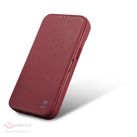 ICarer CE Premium Leather Folio Case skórzane etui iPhone 14 Pro Max z klapką magnetyczne MagSafe czerwony (WMI14220716-RD)