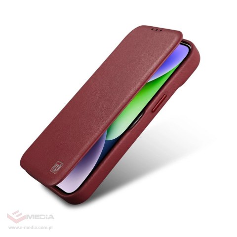 ICarer CE Premium Leather Folio Case skórzane etui iPhone 14 Pro Max z klapką magnetyczne MagSafe czerwony (WMI14220716-RD)