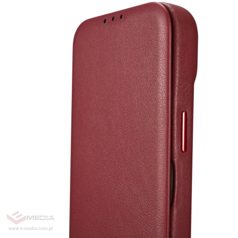 ICarer CE Premium Leather Folio Case skórzane etui iPhone 14 Pro Max z klapką magnetyczne MagSafe czerwony (WMI14220716-RD)