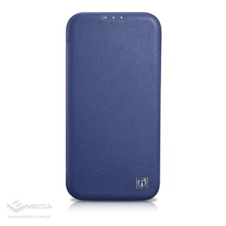 ICarer CE Premium Leather Folio Case skórzane etui iPhone 14 z klapką magnetyczne MagSafe niebieski (WMI14220713-BU)