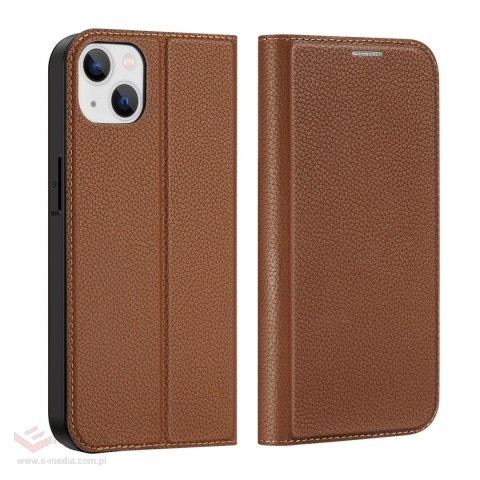 Dux Ducis Skin X2 etui do iPhone 14 Plus pokrowiec z magnetyczną klapką brązowy