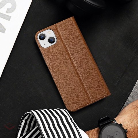 Dux Ducis Skin X2 etui do iPhone 14 Plus pokrowiec z magnetyczną klapką brązowy