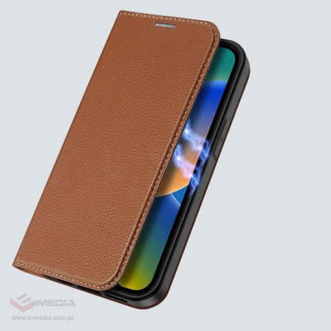 Dux Ducis Skin X2 etui do iPhone 14 Plus pokrowiec z magnetyczną klapką brązowy