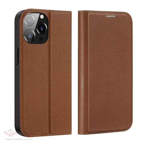 Dux Ducis Skin X2 etui do iPhone 14 Pro Max pokrowiec z magnetyczną klapką brązowy