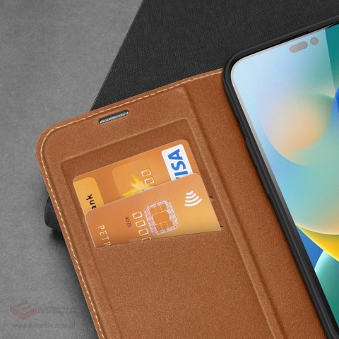 Dux Ducis Skin X2 etui do iPhone 14 Pro Max pokrowiec z magnetyczną klapką brązowy