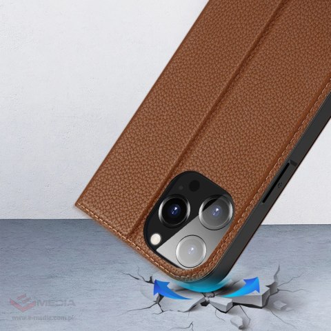 Dux Ducis Skin X2 etui do iPhone 14 Pro Max pokrowiec z magnetyczną klapką brązowy