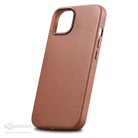 ICarer Case Leather pokrowiec etui z naturalnej skóry do iPhone 14 Plus brązowy (kompatybilne z MagSafe)