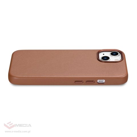 ICarer Case Leather pokrowiec etui z naturalnej skóry do iPhone 14 Plus brązowy (kompatybilne z MagSafe)