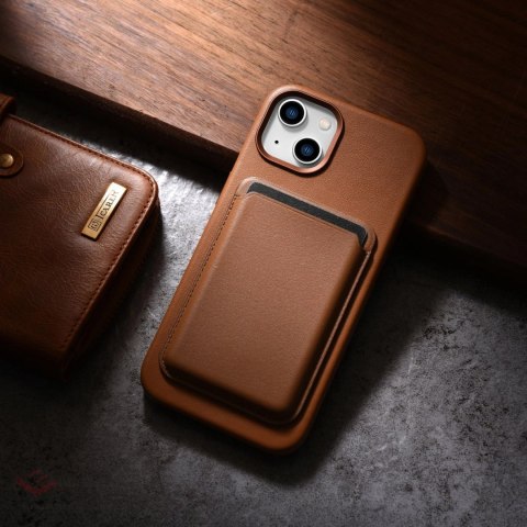 ICarer Case Leather pokrowiec etui z naturalnej skóry do iPhone 14 Plus brązowy (kompatybilne z MagSafe)