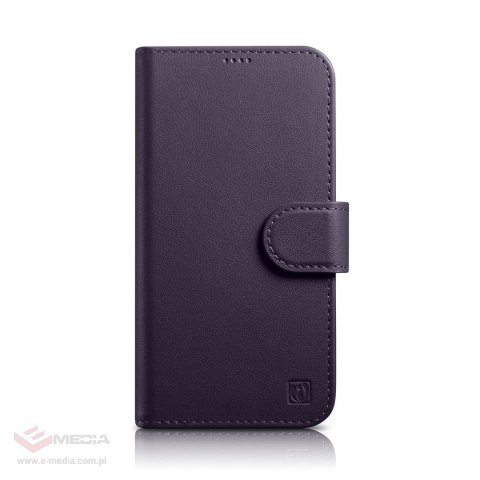 ICarer Wallet Case 2in1 etui iPhone 14 Plus skórzany pokrowiec z klapką Anti-RFID ciemnofioletowy (WMI14220727-DP)