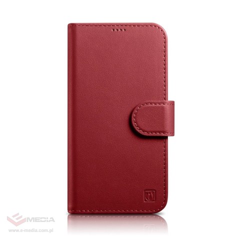 ICarer Wallet Case 2in1 etui iPhone 14 Plus skórzany pokrowiec z klapką Anti-RFID czerwony (WMI14220727-RD)