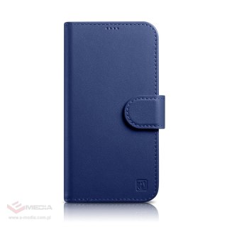 ICarer Wallet Case 2in1 etui iPhone 14 Pro Max skórzany pokrowiec z klapką Anti-RFID niebieski (WMI14220728-BU)