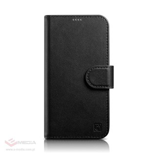 ICarer Wallet Case 2in1 etui iPhone 14 Pro skórzany pokrowiec z klapką Anti-RFID czarny (WMI14220726-BK)