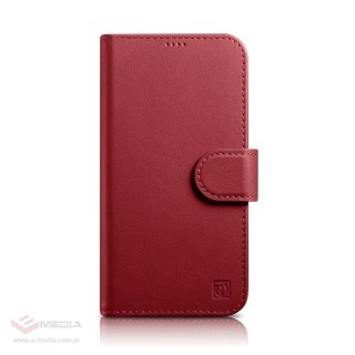 ICarer Wallet Case 2in1 etui iPhone 14 Pro skórzany pokrowiec z klapką Anti-RFID czerwony (WMI14220726-RD)