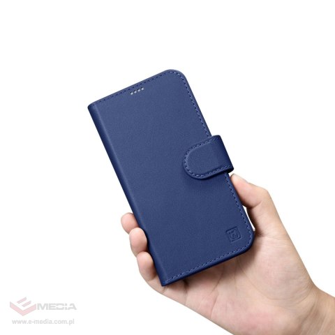 ICarer Wallet Case 2in1 etui iPhone 14 skórzany pokrowiec z klapką Anti-RFID niebieski (WMI14220725-BU)