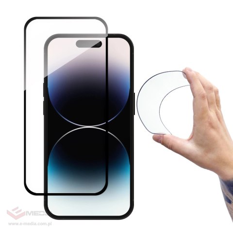 Wozinsky Full Cover Flexi Nano Glass szkło hartowane iPhone 14 Pro elastyczne z czarną ramką