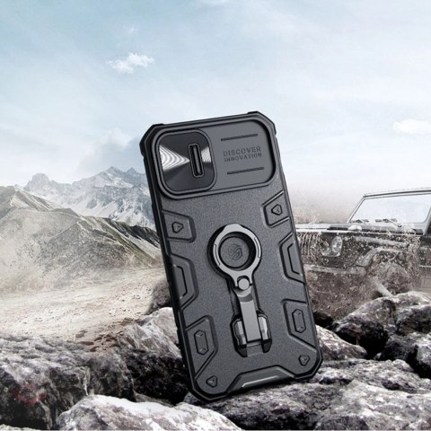 Nillkin CamShield Armor Pro Case etui iPhone 14 pancerny pokrowiec z osłoną na aparat ring podstawka niebieskie