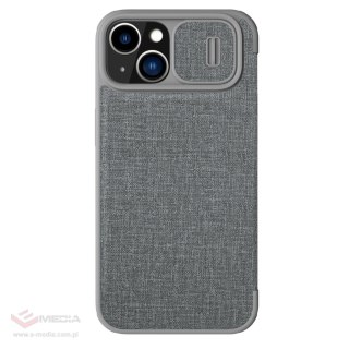 Nillkin Qin Cloth Pro Case etui do iPhone 14 Plus osłona na aparat kabura pokrowiec obudowa z klapką szary