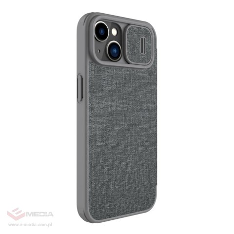 Nillkin Qin Cloth Pro Case etui do iPhone 14 Plus osłona na aparat kabura pokrowiec obudowa z klapką szary