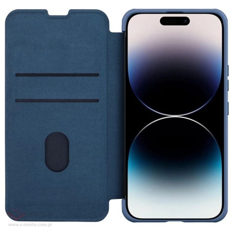 Nillkin Qin Cloth Pro Case etui do iPhone 14 Pro Max osłona na aparat kabura pokrowiec obudowa z klapką niebieski