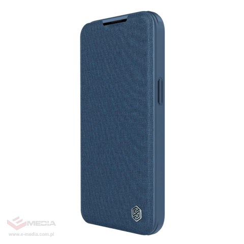 Nillkin Qin Cloth Pro Case etui do iPhone 14 Pro Max osłona na aparat kabura pokrowiec obudowa z klapką niebieski