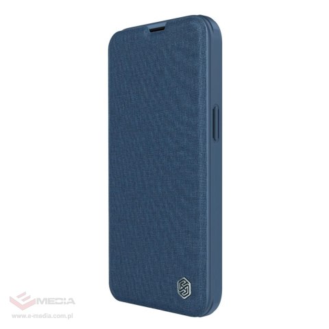 Nillkin Qin Cloth Pro Case etui do iPhone 14 osłona na aparat kabura pokrowiec obudowa z klapką niebieski