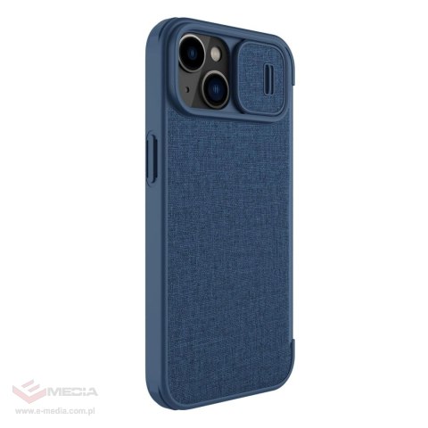 Nillkin Qin Cloth Pro Case etui do iPhone 14 osłona na aparat kabura pokrowiec obudowa z klapką niebieski