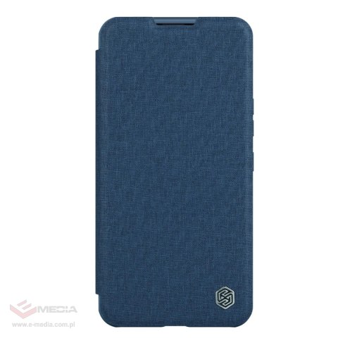 Nillkin Qin Cloth Pro Case etui do iPhone 14 osłona na aparat kabura pokrowiec obudowa z klapką niebieski