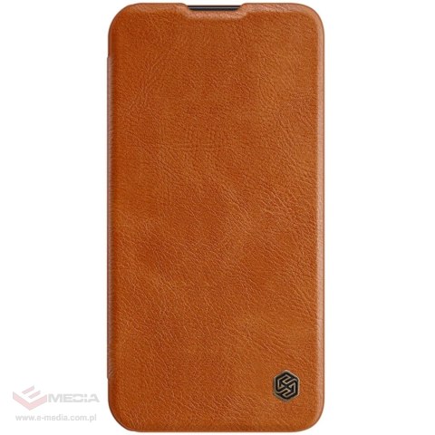 Nillkin Qin Leather Pro Case etui iPhone 14 Plus osłona na aparat kabura pokrowiec obudowa z klapką brązowy