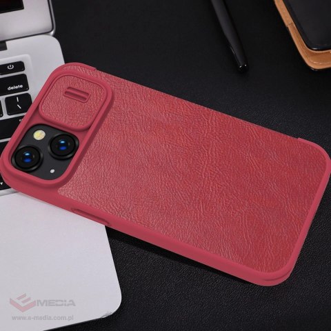 Nillkin Qin Leather Pro Case etui iPhone 14 Plus osłona na aparat kabura pokrowiec obudowa z klapką brązowy