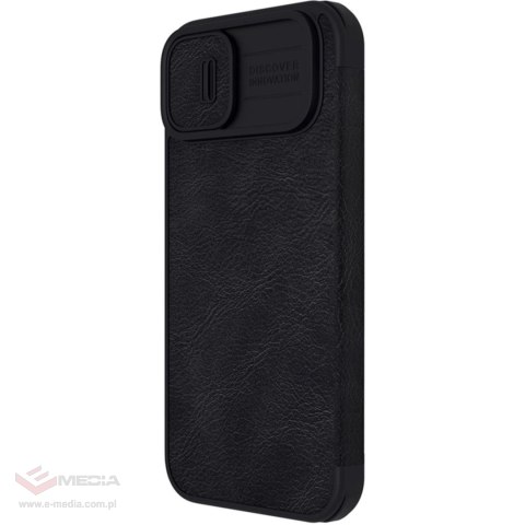 Nillkin Qin Leather Pro Case etui iPhone 14 Plus osłona na aparat kabura pokrowiec obudowa z klapką czarny