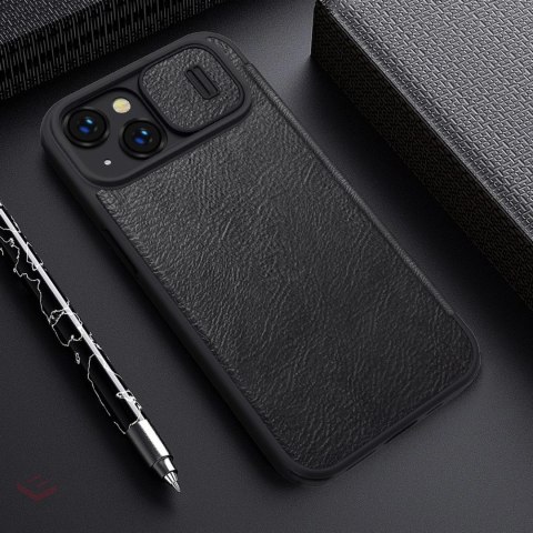 Nillkin Qin Leather Pro Case etui iPhone 14 Plus osłona na aparat kabura pokrowiec obudowa z klapką czarny